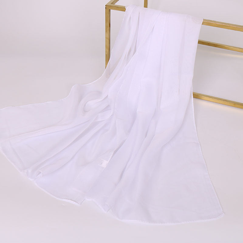 Foulard Soie Mousseline Luxe Femme - Écharpe Tête Plage Bandana Hijab Été
