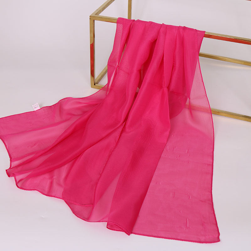 Foulard Soie Mousseline Luxe Femme - Écharpe Tête Plage Bandana Hijab Été