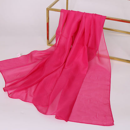 Foulard Soie Mousseline Luxe Femme - Écharpe Tête Plage Bandana Hijab Été