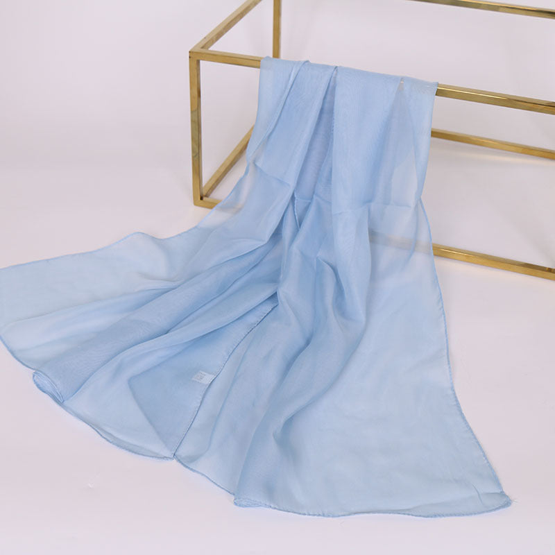 Foulard Soie Mousseline Luxe Femme - Écharpe Tête Plage Bandana Hijab Été