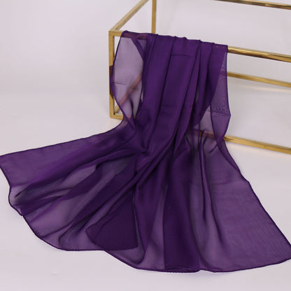 Foulard Soie Mousseline Luxe Femme - Écharpe Tête Plage Bandana Hijab Été