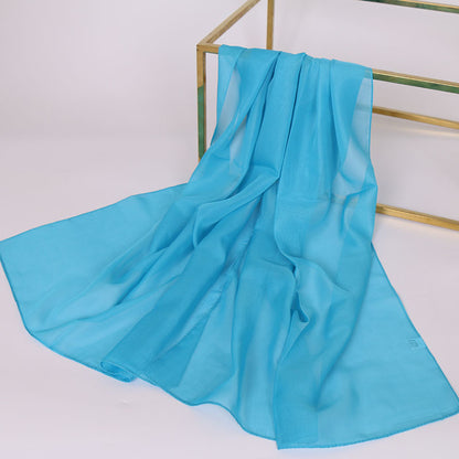 Foulard Soie Mousseline Luxe Femme - Écharpe Tête Plage Bandana Hijab Été