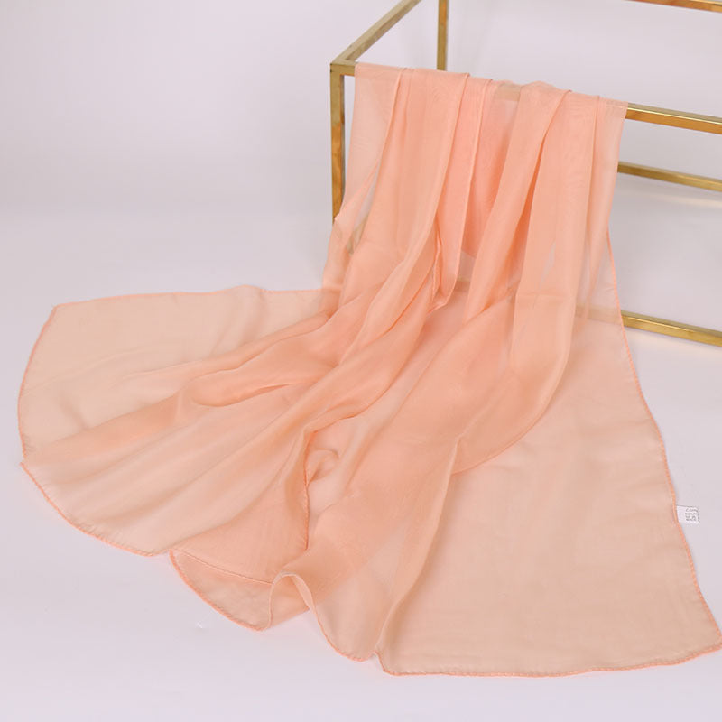 Foulard Soie Mousseline Luxe Femme - Écharpe Tête Plage Bandana Hijab Été