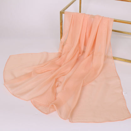 Foulard Soie Mousseline Luxe Femme - Écharpe Tête Plage Bandana Hijab Été