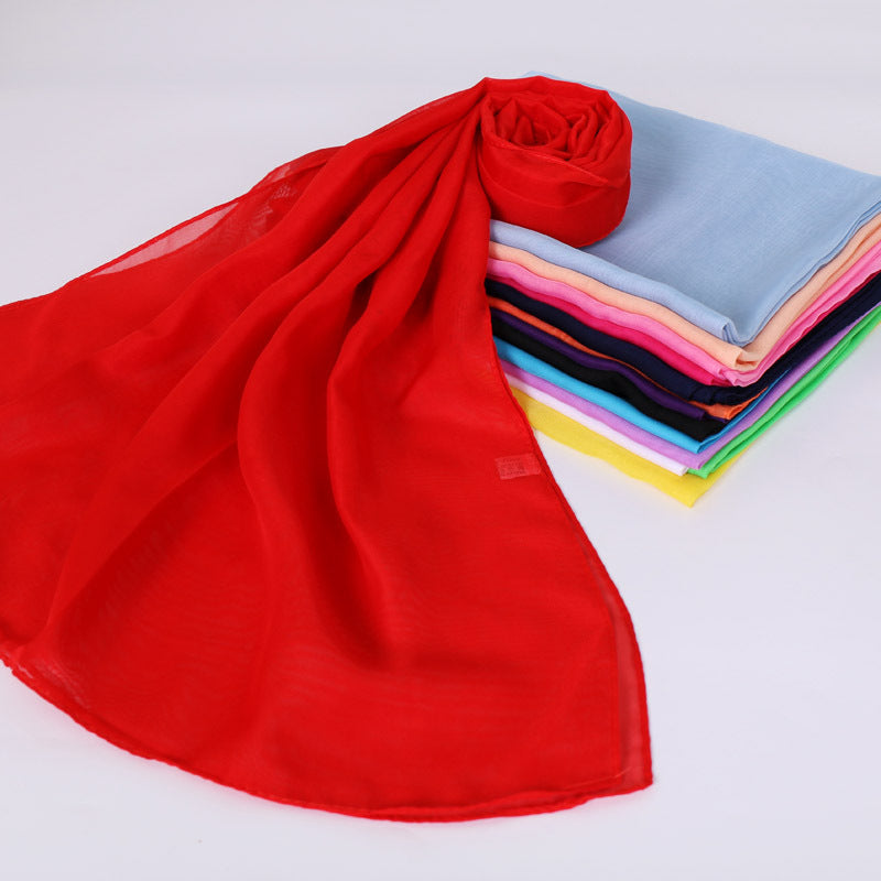 Foulard Soie Mousseline Luxe Femme - Écharpe Tête Plage Bandana Hijab Été