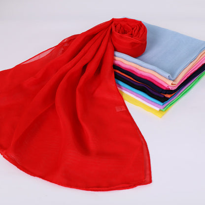 Foulard Soie Mousseline Luxe Femme - Écharpe Tête Plage Bandana Hijab Été
