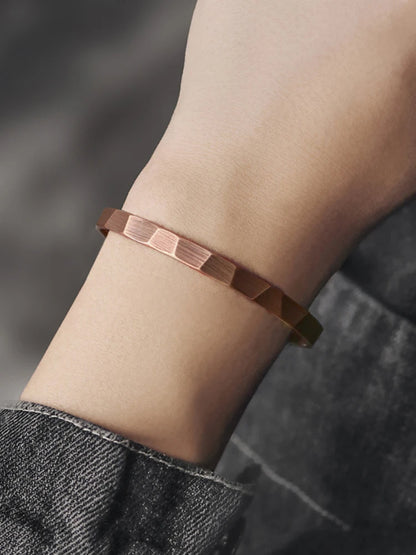 Bracelet Cuivre Pur Fait Main Oxydé Punk – Manchette Sculptée Rustique Unisexe Cadeau