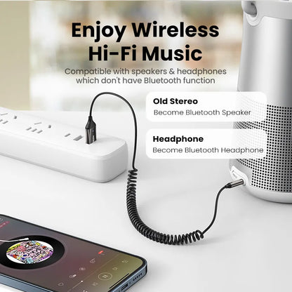 Récepteur Bluetooth UGREEN 5.3 pour Voiture - Adaptateur Audio AUX 3.5mm Kit Mains Libres