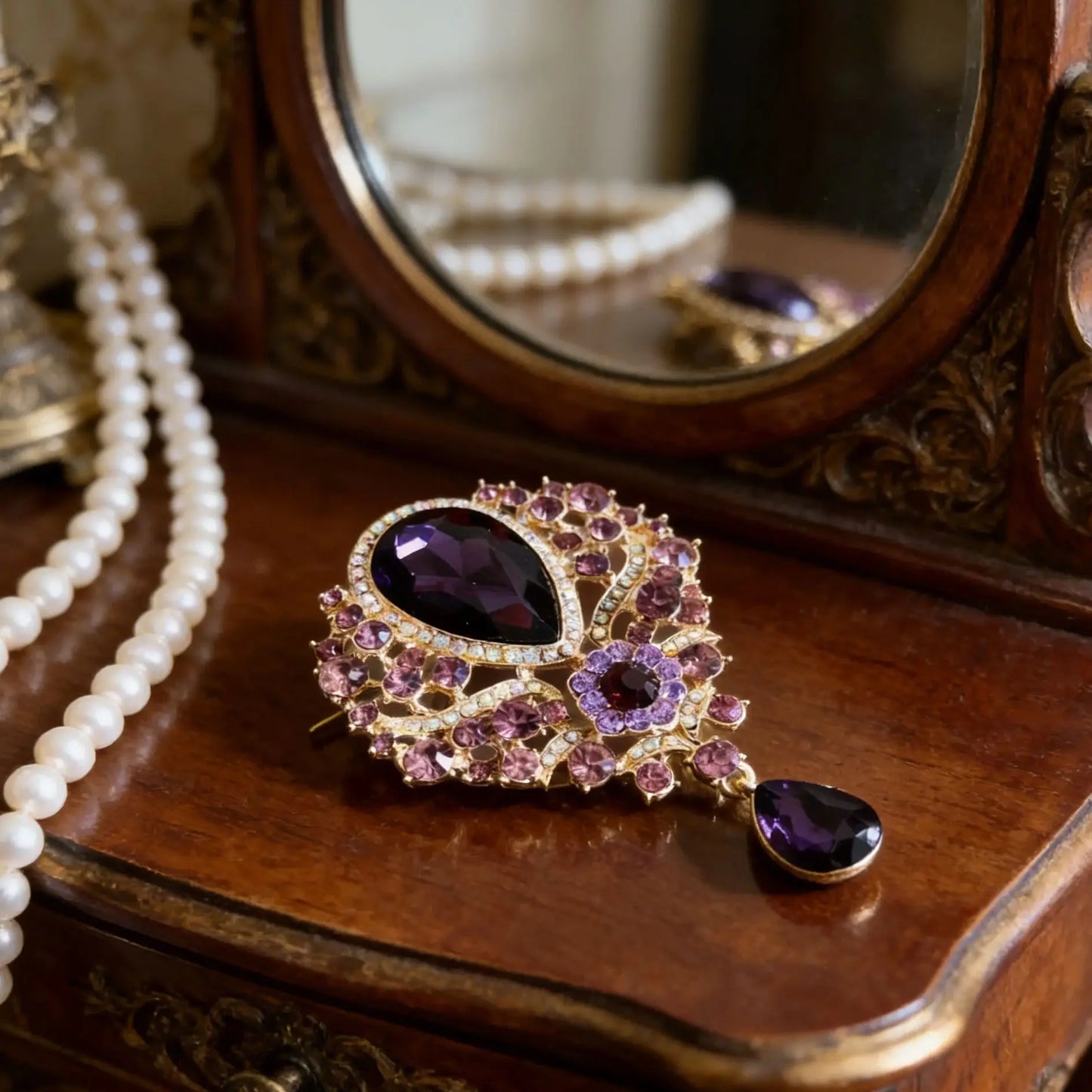 Broche Baroque Fleur Luxe - Pin's Élégant Mariage Soirée Cadeau
