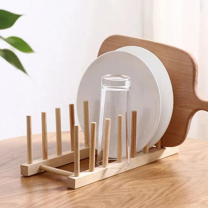 Égouttoir à Vaisselle en Bois - Support Multifonction pour Assiettes et Tasses