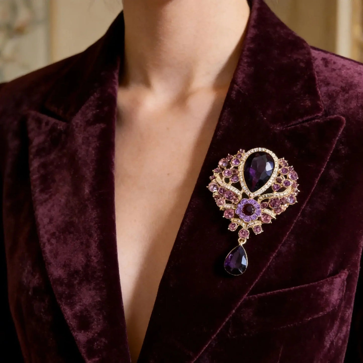 Broche Baroque Fleur Luxe - Pin's Élégant Mariage Soirée Cadeau