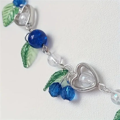 Parure Bijoux Myrtilles Bohème – Collier Clavicule Boucles Fruits Femme