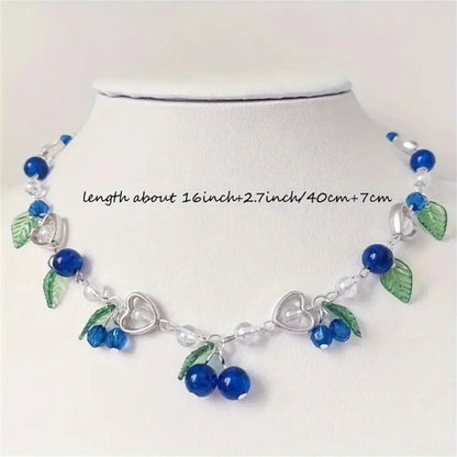 Parure Bijoux Myrtilles Bohème – Collier Clavicule Boucles Fruits Femme