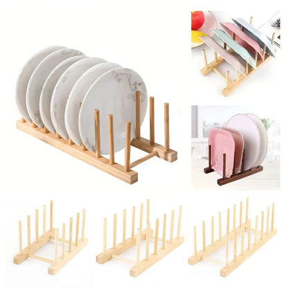Égouttoir à Vaisselle en Bois - Support Multifonction pour Assiettes et Tasses