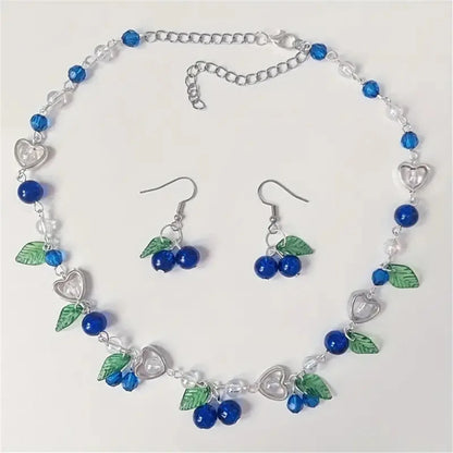 Parure Bijoux Myrtilles Bohème – Collier Clavicule Boucles Fruits Femme