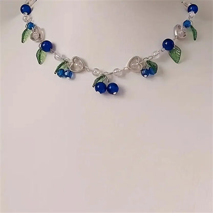 Parure Bijoux Myrtilles Bohème – Collier Clavicule Boucles Fruits Femme