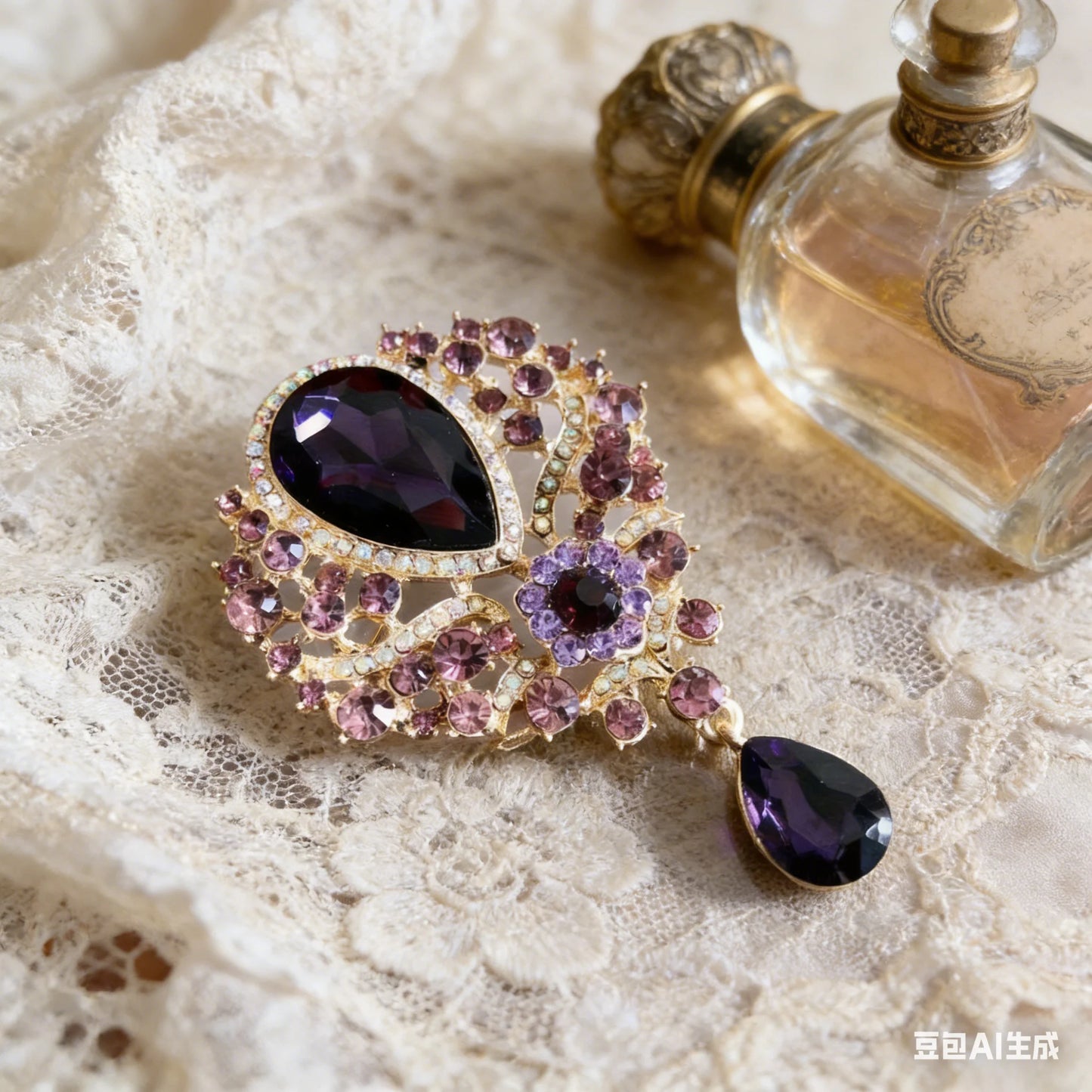 Broche Baroque Fleur Luxe - Pin's Élégant Mariage Soirée Cadeau