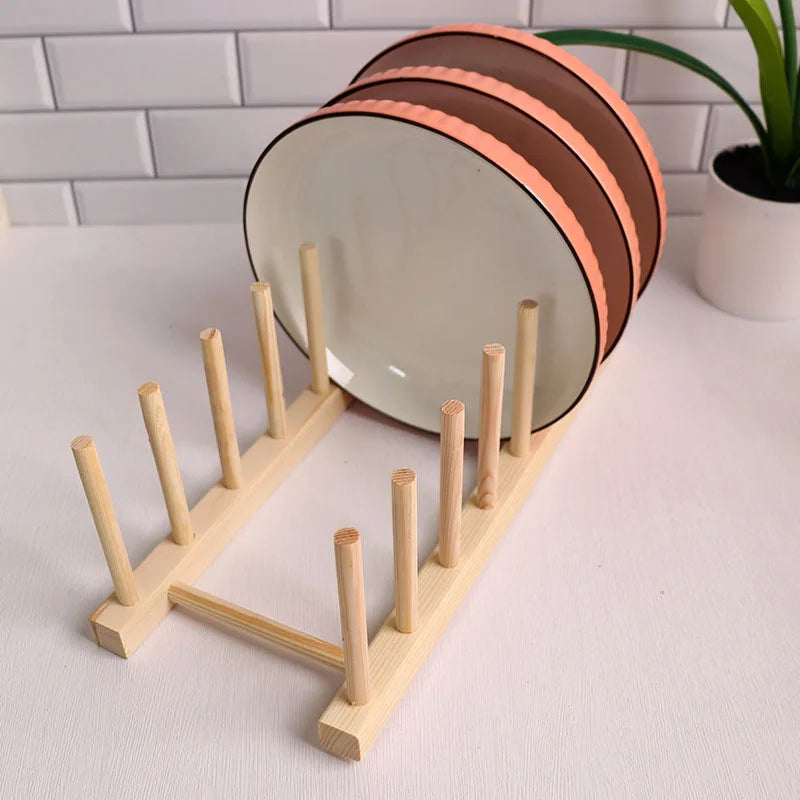 Égouttoir à Vaisselle en Bois - Support Multifonction pour Assiettes et Tasses