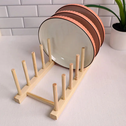Égouttoir à Vaisselle en Bois - Support Multifonction pour Assiettes et Tasses
