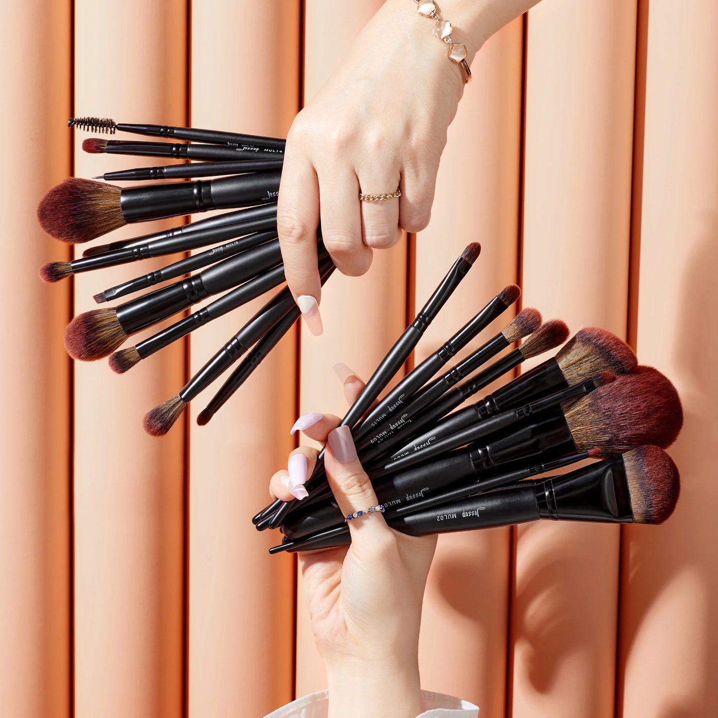 Set Pinceaux Maquillage Jessup 21pcs Premium - Bois Naturel Poils Synthétiques Professionnels