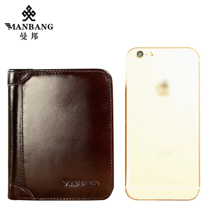 Portefeuille Homme Cuir Véritable Court Classique - Porte-Carte Porte-Monnaie Fashion Marron Café