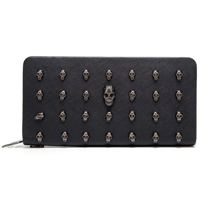 Portefeuille Femme Long Tête de Mort - Porte-Monnaie Design Luxe Skull avec Étui Téléphone