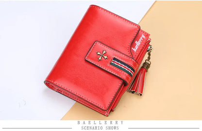 Portefeuille Femme Court Cuir Cire Huile Zippé Hasp - Porte-Carte Crédit Compact Fashion Rose