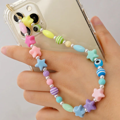 Cordon Téléphone Bohème Perles Colorées – Chaîne Lanyard Œil Tendance