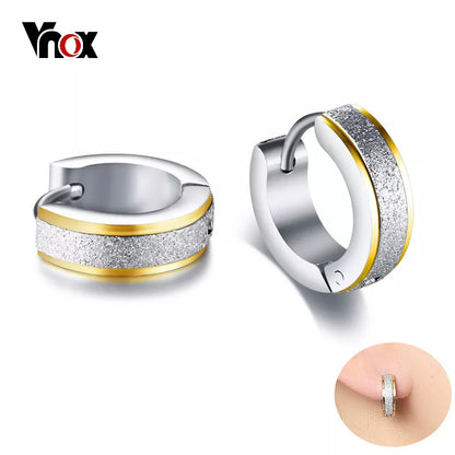 Petites Boucles Oreilles Créoles VNOX Acier Inoxydable - Hoop Punk Rock Homme Femme Unisexe
