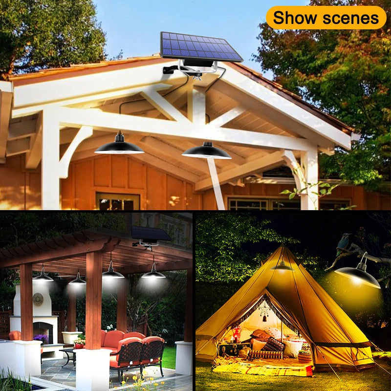 Lampe Solaire Suspendue Amaryllis Double Tête - Éclairage Extérieur Jardin Camping
