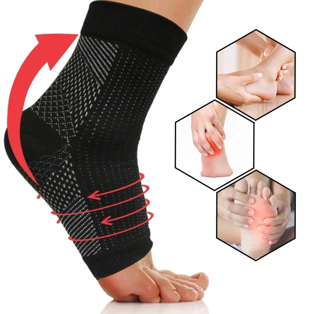 Manchon Compression Pied Anti-Fatigue - Cheville Support Sport Running Basketball - Noir S-M