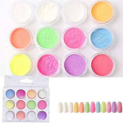 Set 12 Poudres Phosphorescentes Ongles Luminescentes - Paillettes Glow in Dark Nail Art Halloween Noël