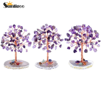 Arbre à Argent Cristal Mini Feng Shui - Arbre Vie Pierre Naturelle Chakra Décor