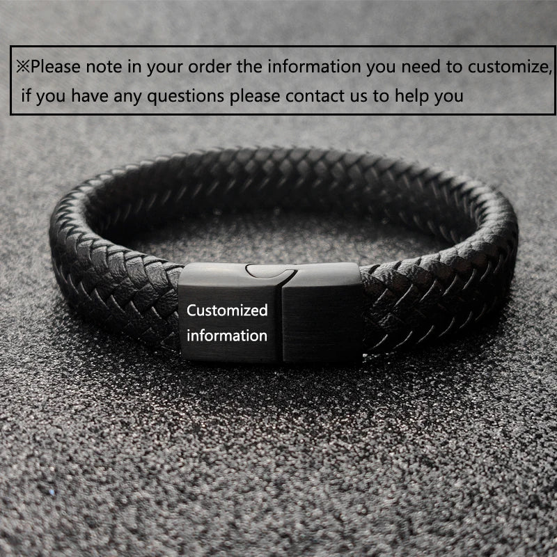 Bracelet en Cuir Tressé 16 Brins - Fermoir Magnétique Acier Inoxydable Unisexe