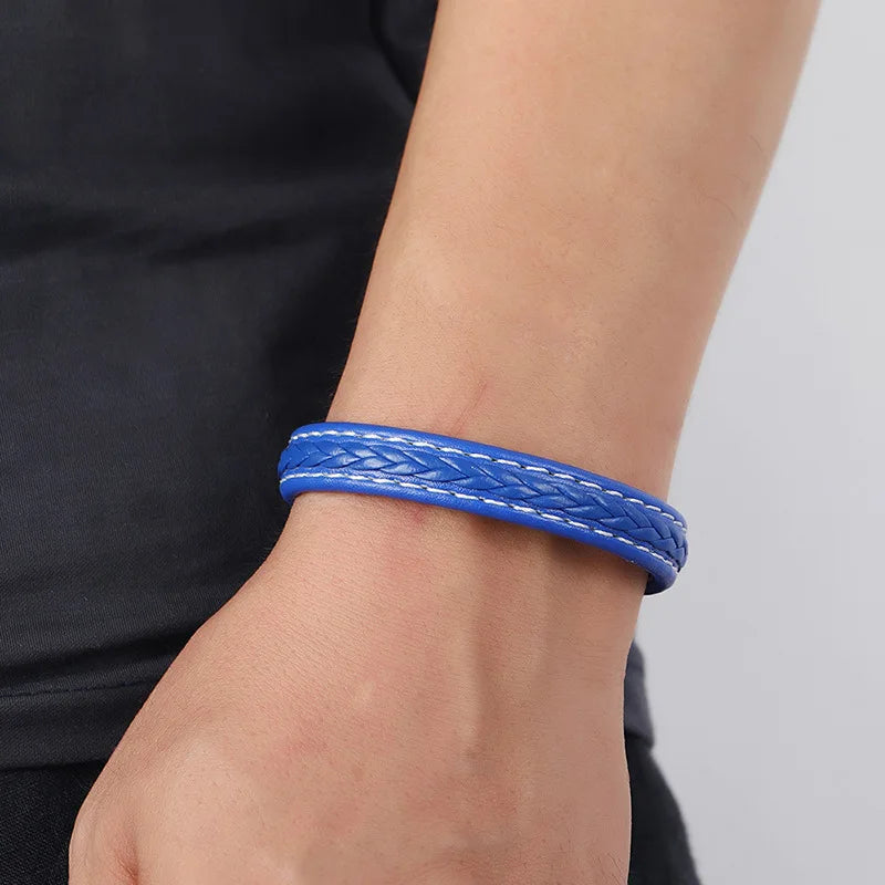 Bracelet Cuir Tressé Wrap Punk – Fermoir Magnétique Caché Acier Inox Femme