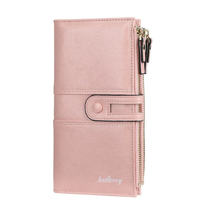 Portefeuille Femme Long Cuir Classique - Porte-Cartes avec Fermeture Éclair
