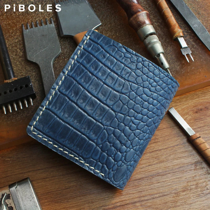Portefeuille Cuir Véritable Luxe Fait Main Bifold - Porte-Carte Crédit Court Homme Femme Portable