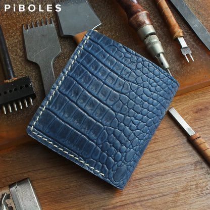 Portefeuille Cuir Véritable Luxe Fait Main Bifold - Porte-Carte Crédit Court Homme Femme Portable