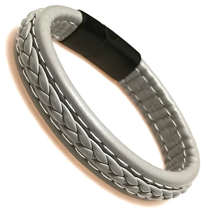 Bracelet Cuir Tressé Wrap Punk – Fermoir Magnétique Caché Acier Inox Femme