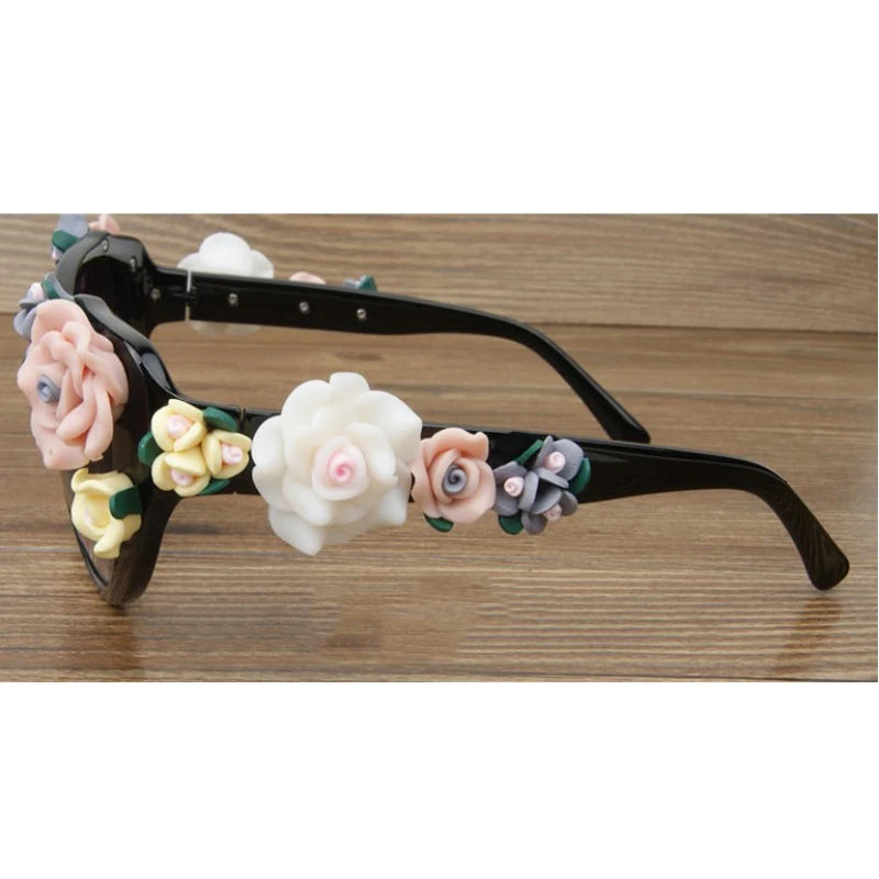 Lunettes de Soleil Œil de Chat Vintage Femme - Cat Eye Fleur UV400 Designer