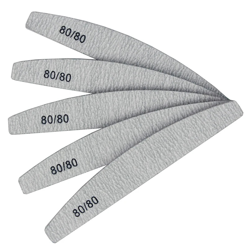 Lot 10 Limes Ongles Double Face 80/80 Grit Demi-Lune - Emery Board Salon Manucure Professionnelle