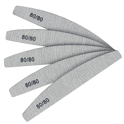 Lot 10 Limes Ongles Double Face 80/80 Grit Demi-Lune - Emery Board Salon Manucure Professionnelle