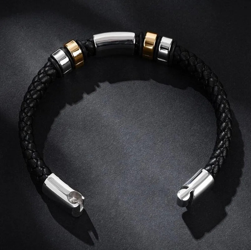 Bracelet Cuir Classique Homme – Boucle Magnétique Métal Casual Chic