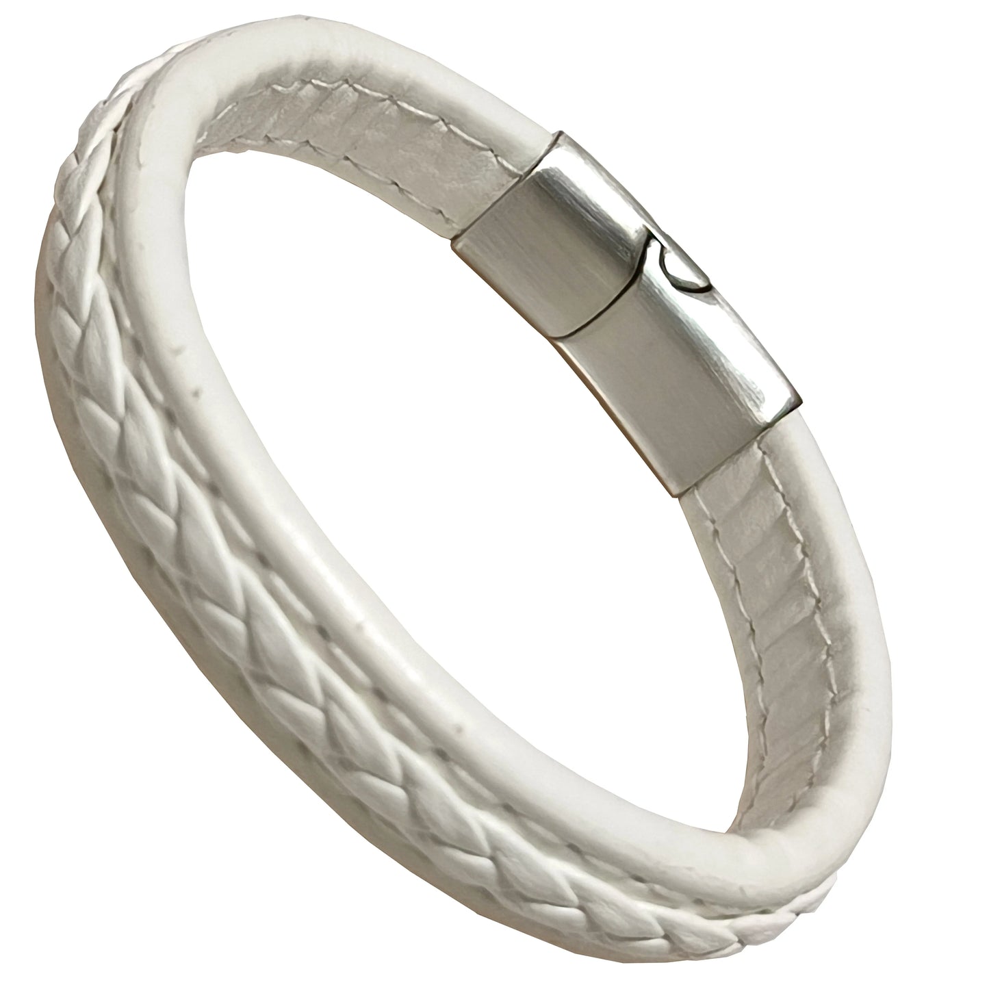 Bracelet Cuir Tressé Wrap Punk – Fermoir Magnétique Caché Acier Inox Femme