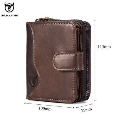 Portefeuille Homme BULLCAPTAIN Cuir Véritable - Multi-Cartes Business Luxe Grande Capacité