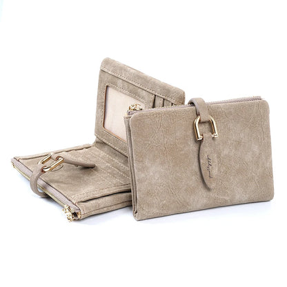 Portefeuille Femme Court Vintage Cuir PU Bouton Pression - Clutch Petit Porte-Monnaie Mat Fashion 2026