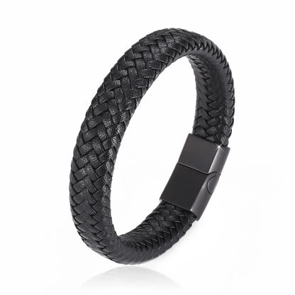 Bracelet en Cuir Tressé 16 Brins - Fermoir Magnétique Acier Inoxydable Unisexe
