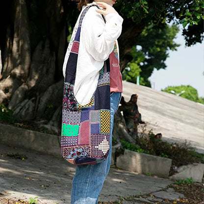 Sac Bandoulière Femme Bohème Hippie Vintage Coton - Besace Épaule École Voyage