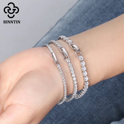 Bracelet Tennis Femme Argent 925 Rinntin - Zircone Cubique 2mm 3mm 4mm Luxe