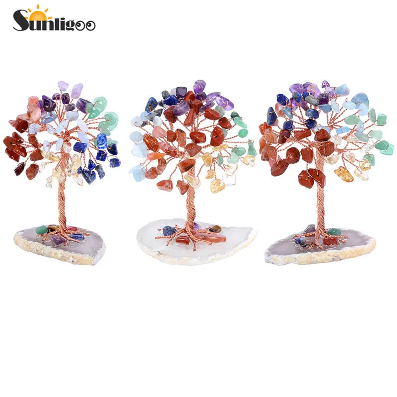 Arbre à Argent Cristal Mini Feng Shui - Arbre Vie Pierre Naturelle Chakra Décor